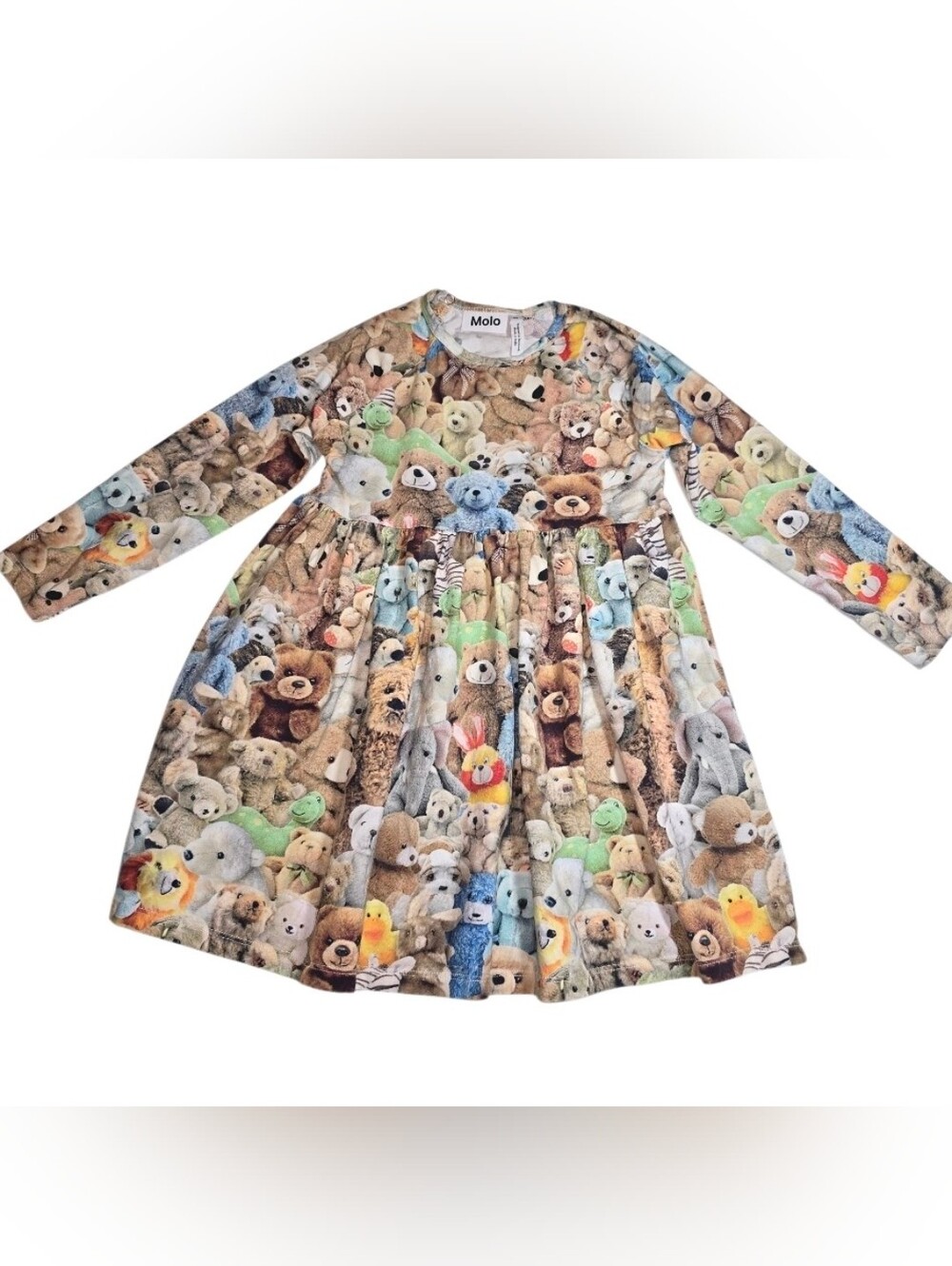 Molo Teddy Bear Print Long Sleeve Dress - Multicolor Size 98/3YR